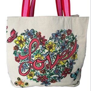 Brighton Multicolor Floral Canvas Tote EUC